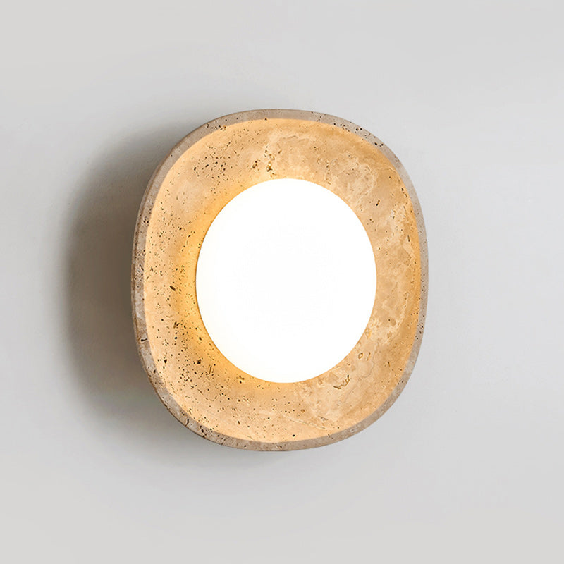 Round Yellow Travertine Rotational Wall Lamp