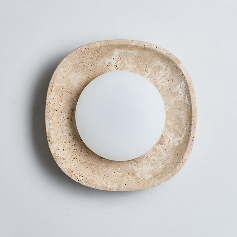 Round Yellow Travertine Rotational Wall Lamp