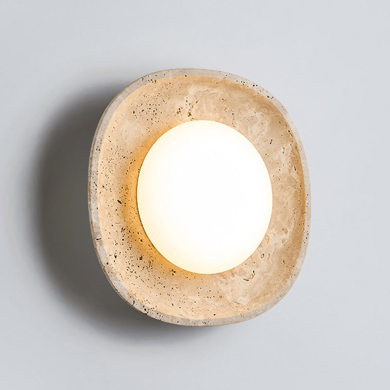 Round Yellow Travertine Rotational Wall Lamp