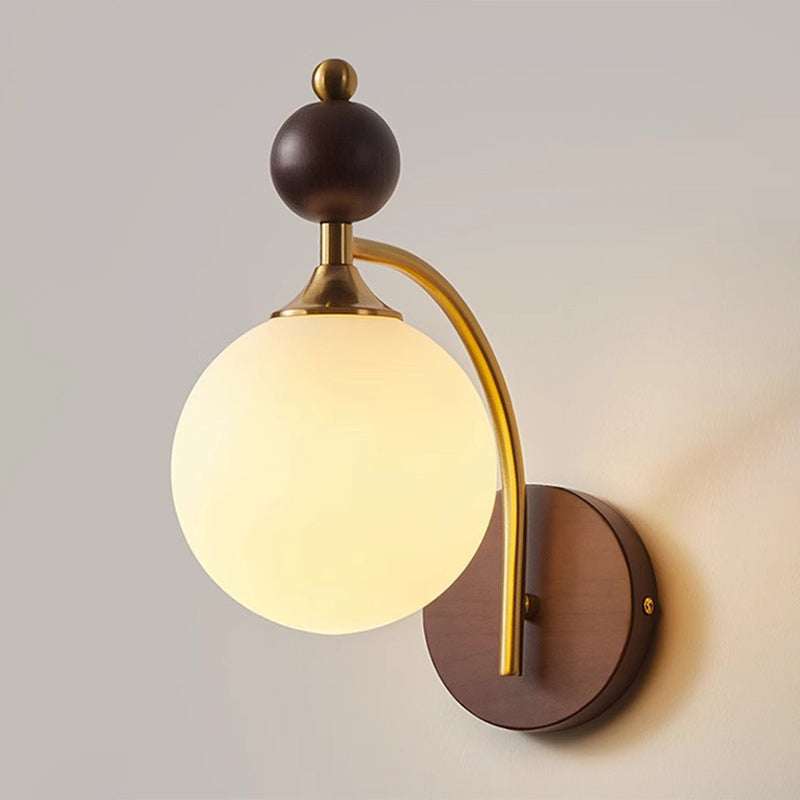 Round Glass Lampshade Ash Wall Lamp