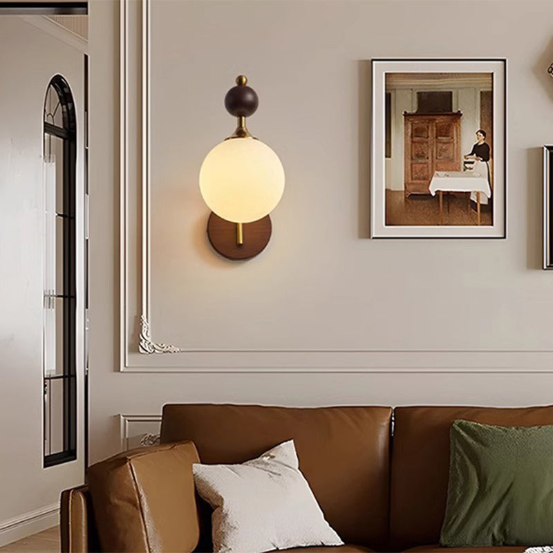 Round Glass Lampshade Ash Wall Lamp