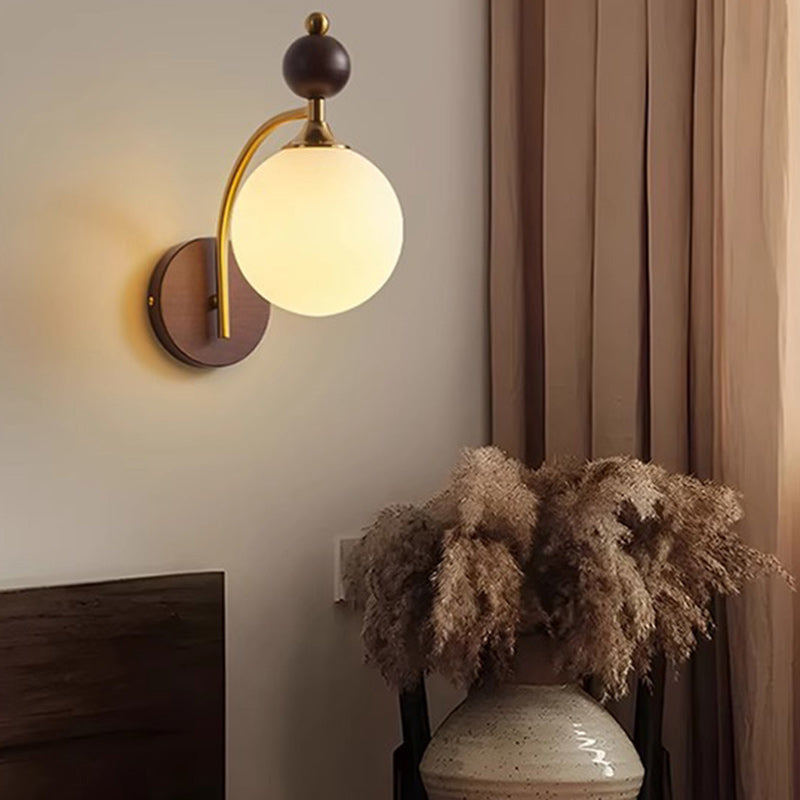 Round Glass Lampshade Ash Wall Lamp