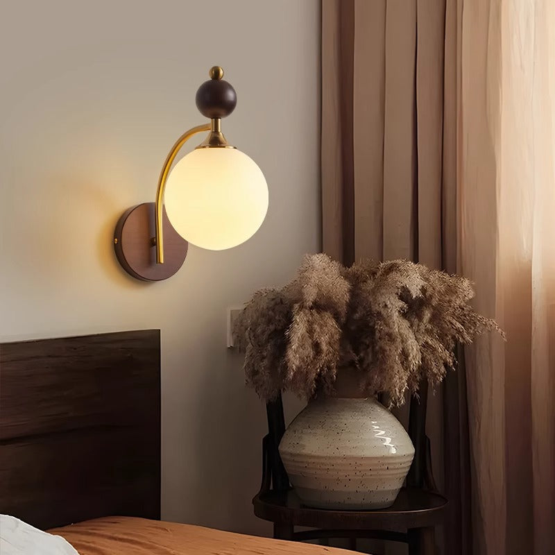 Round Glass Lampshade Ash Wall Lamp