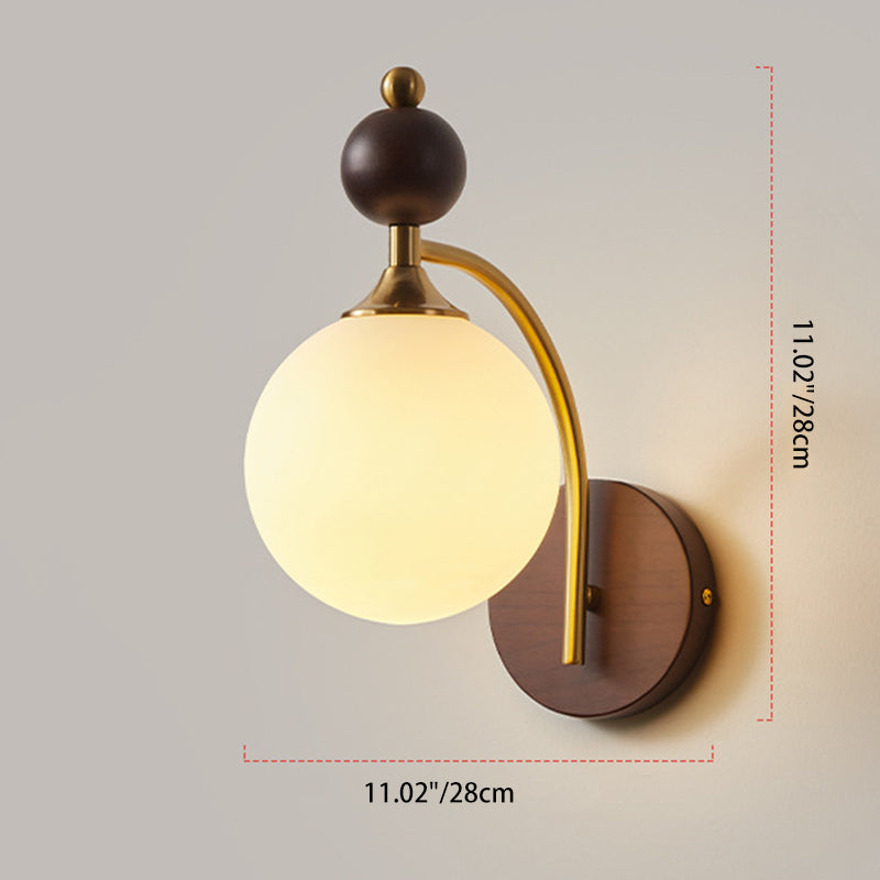 Round Glass Lampshade Ash Wall Lamp