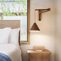 Cone Rubber Wood Lampshade Wall Lamp