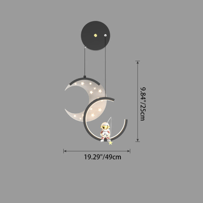 Astronaut Moon Stars Pattern Wall Lamp
