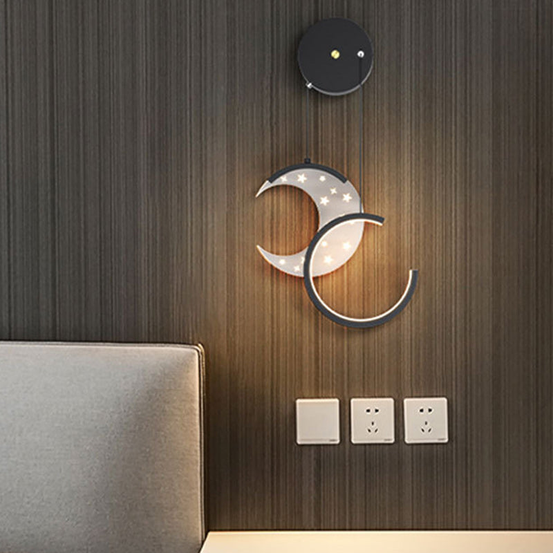 Astronaut Moon Stars Pattern Wall Lamp
