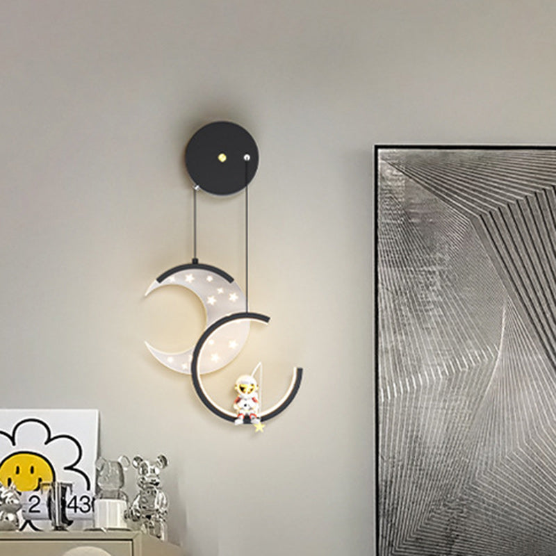 Astronaut Moon Stars Pattern Wall Lamp