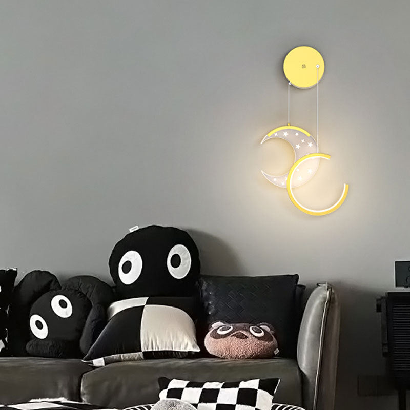 Astronaut Moon Stars Pattern Wall Lamp