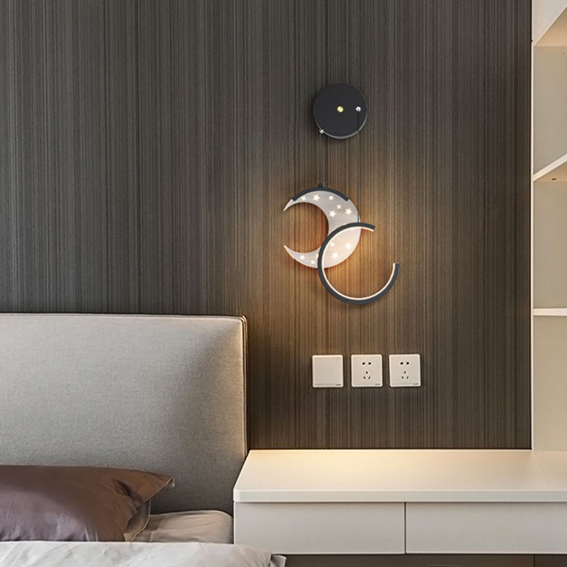 Astronaut Moon Stars Pattern Wall Lamp