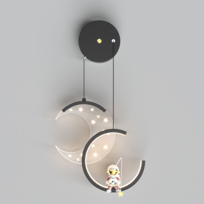 Astronaut Moon Stars Pattern Wall Lamp