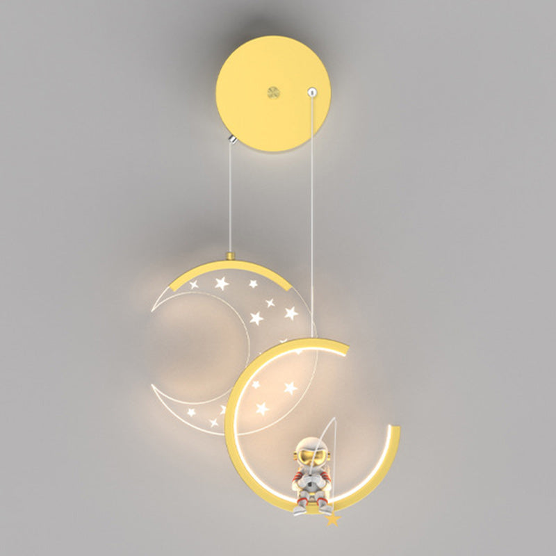 Astronaut Moon Stars Pattern Wall Lamp