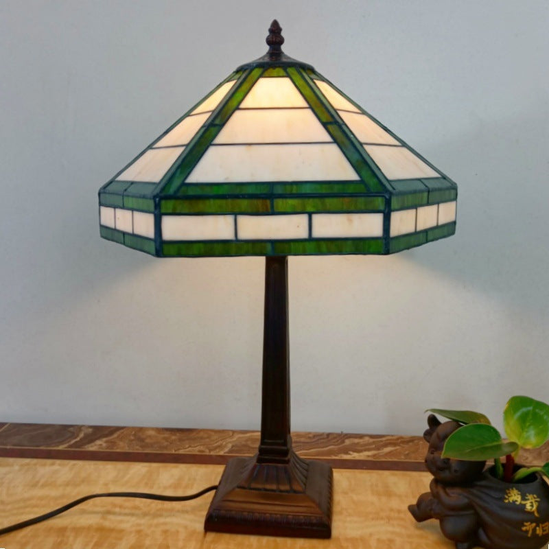 Resin Conical Glass Lampshade Table Lamp