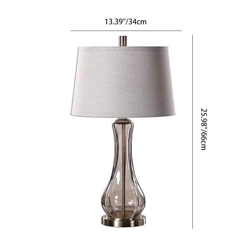 Glass Fabric Lampshade Living Table Lamp