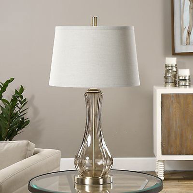 Glass Fabric Lampshade Living Table Lamp