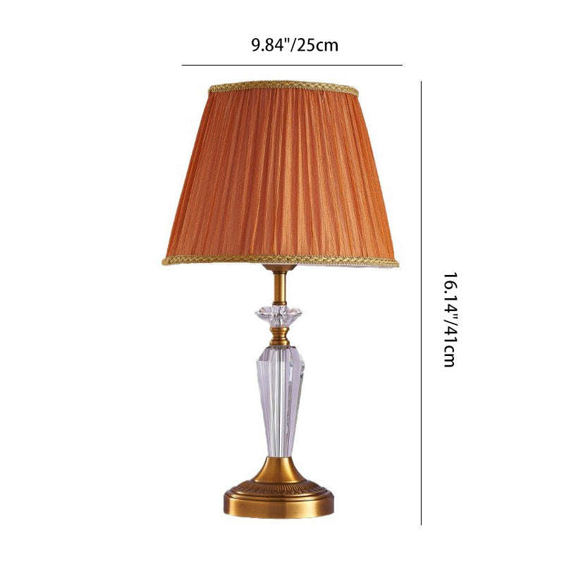 Fabric Lampshade Crystal Copper Table Lamp