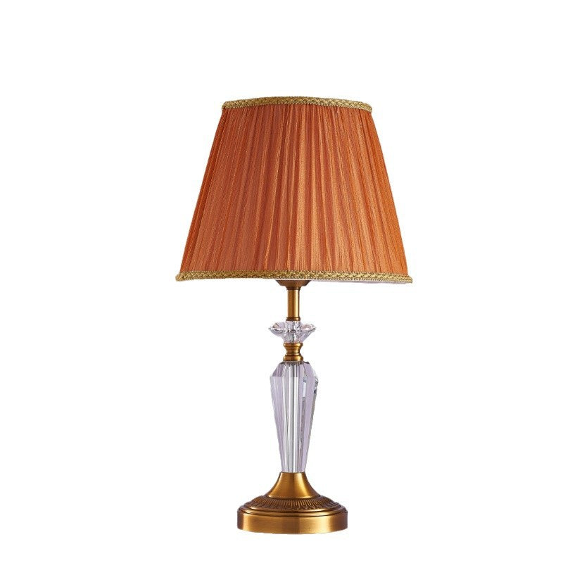 Fabric Lampshade Crystal Copper Table Lamp