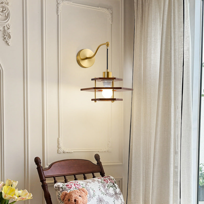 Round Hexagon Ash Hardware Wall Lamp