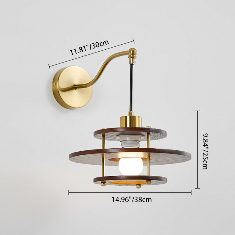 Round Hexagon Ash Hardware Wall Lamp