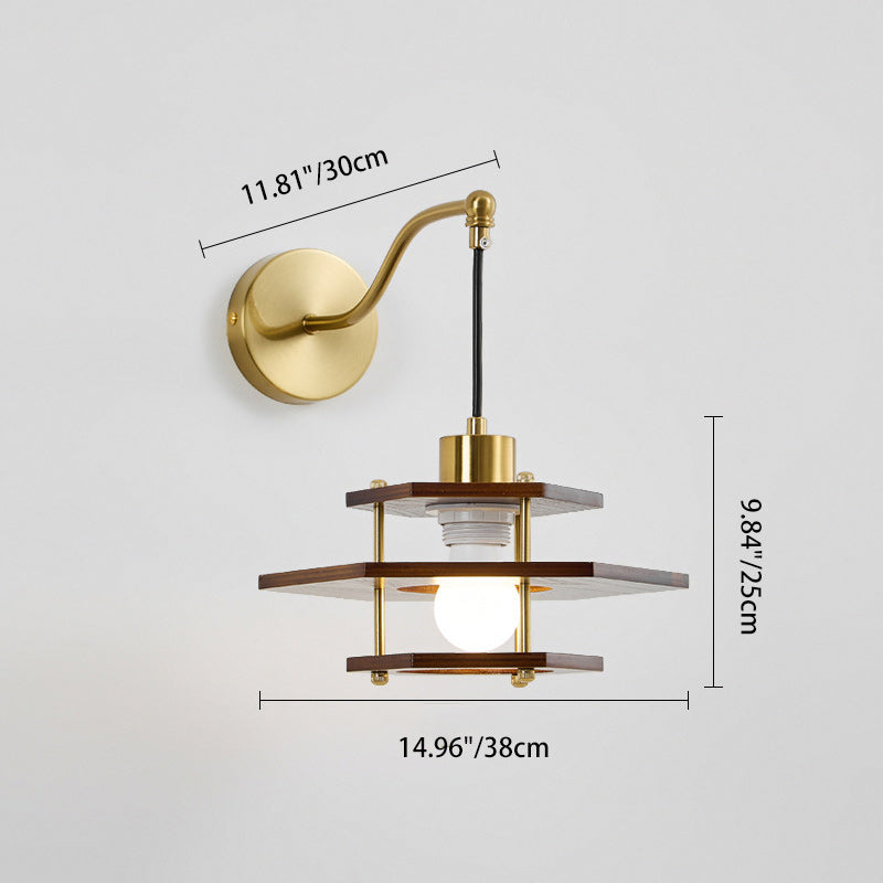 Round Hexagon Ash Hardware Wall Lamp