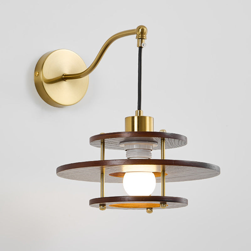 Round Hexagon Ash Hardware Wall Lamp