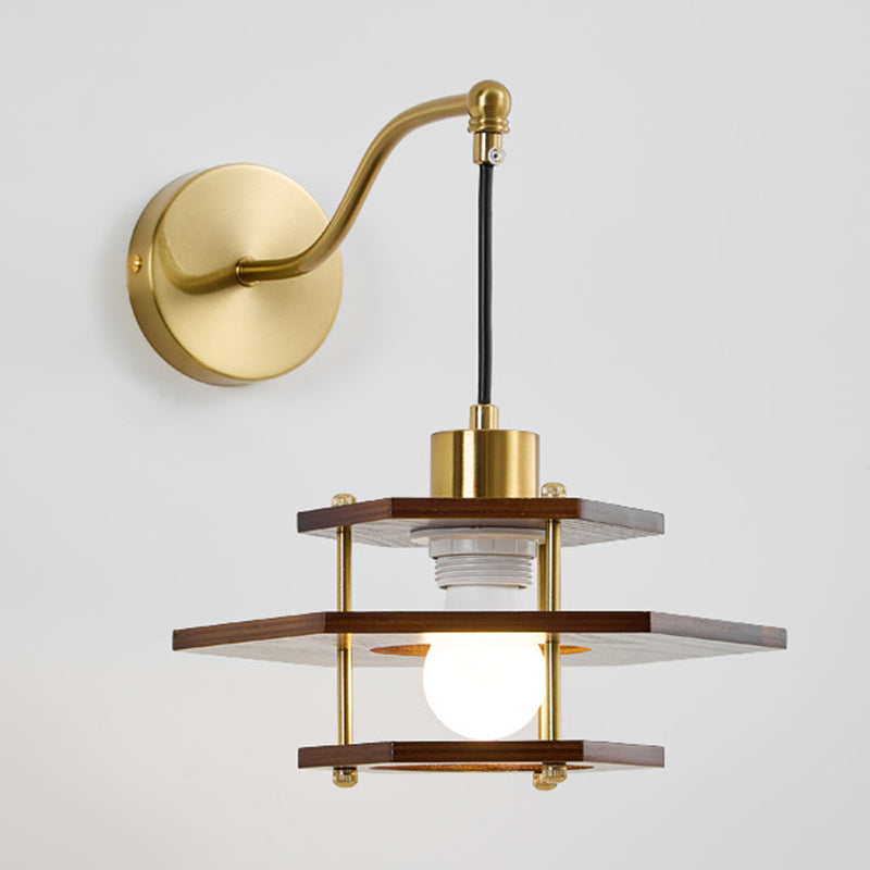Round Hexagon Ash Hardware Wall Lamp