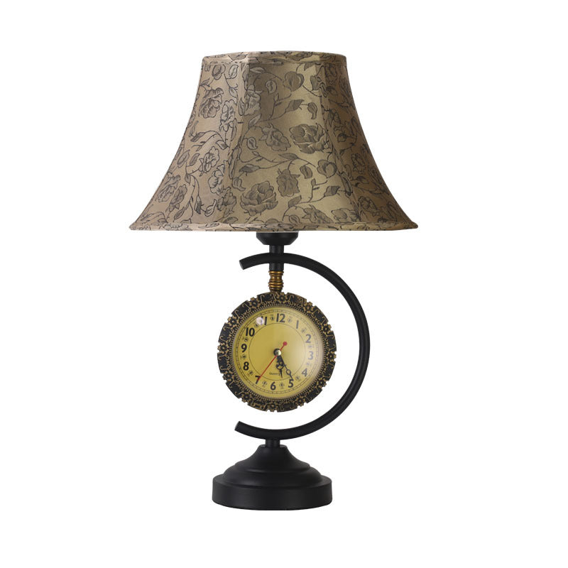 Clock Pattern Fabric Lampshade Table Lamp