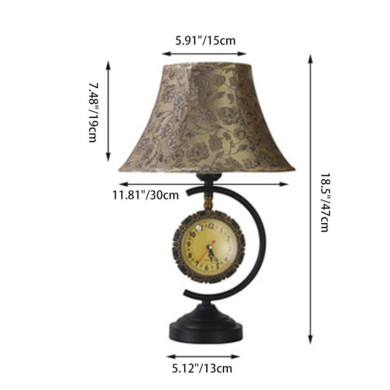Clock Pattern Fabric Lampshade Table Lamp