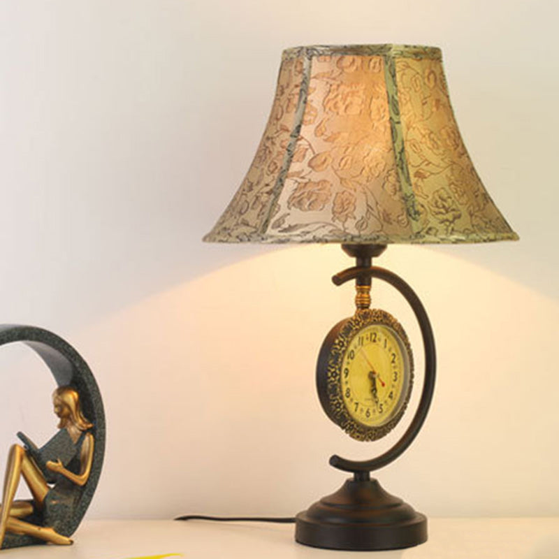 Clock Pattern Fabric Lampshade Table Lamp