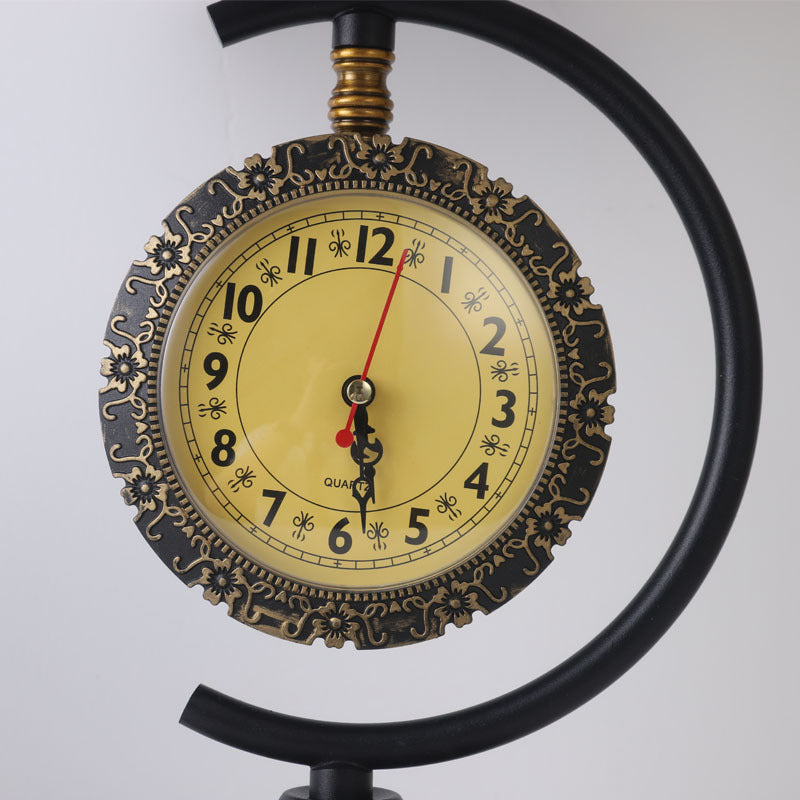 Clock Pattern Fabric Lampshade Table Lamp