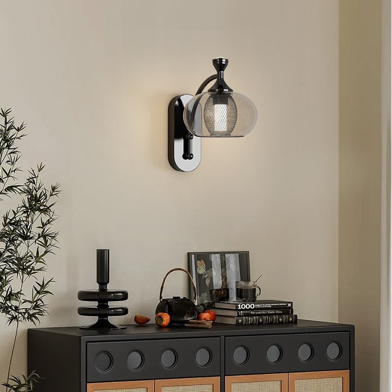 Glass Lampshade Aluminum Hardware Wall Lamp