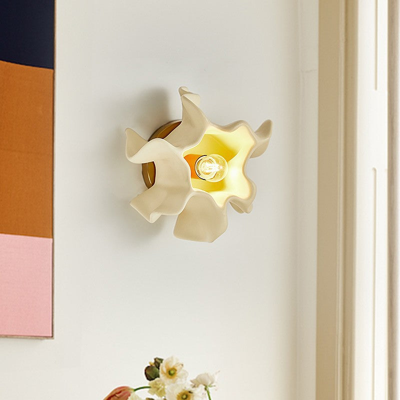 Cream Irregular Petal Iron Wall Lamp