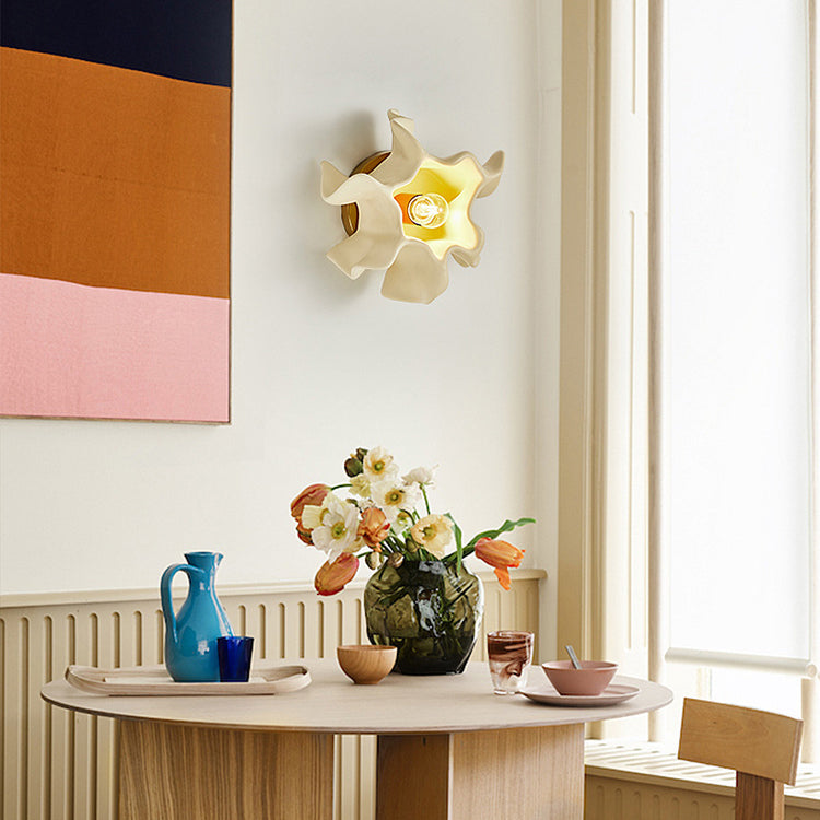 Cream Irregular Petal Iron Wall Lamp