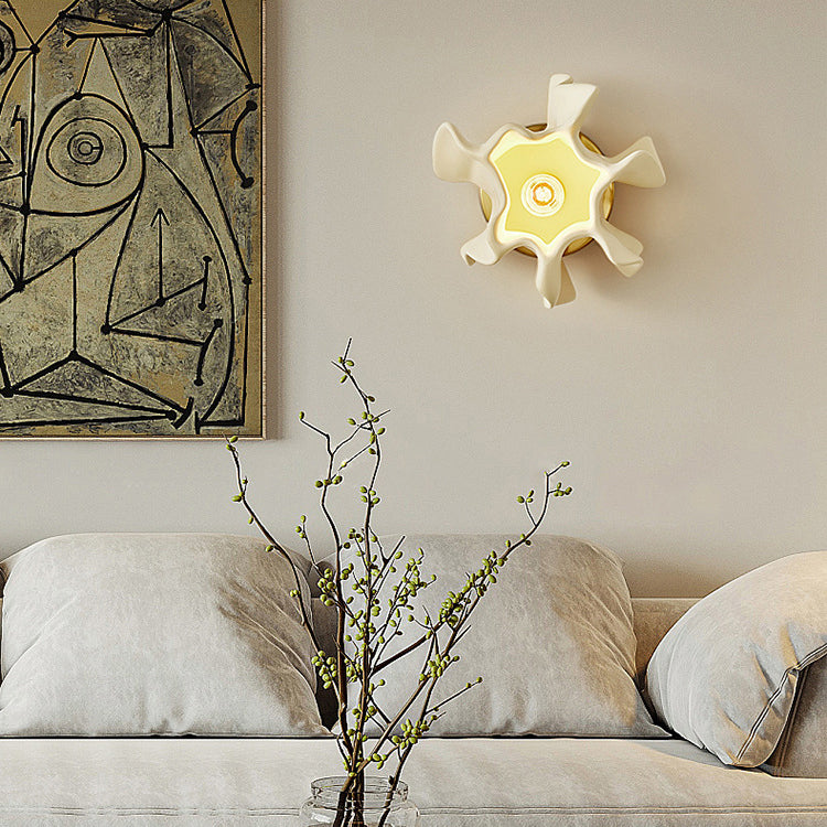 Cream Irregular Petal Iron Wall Lamp