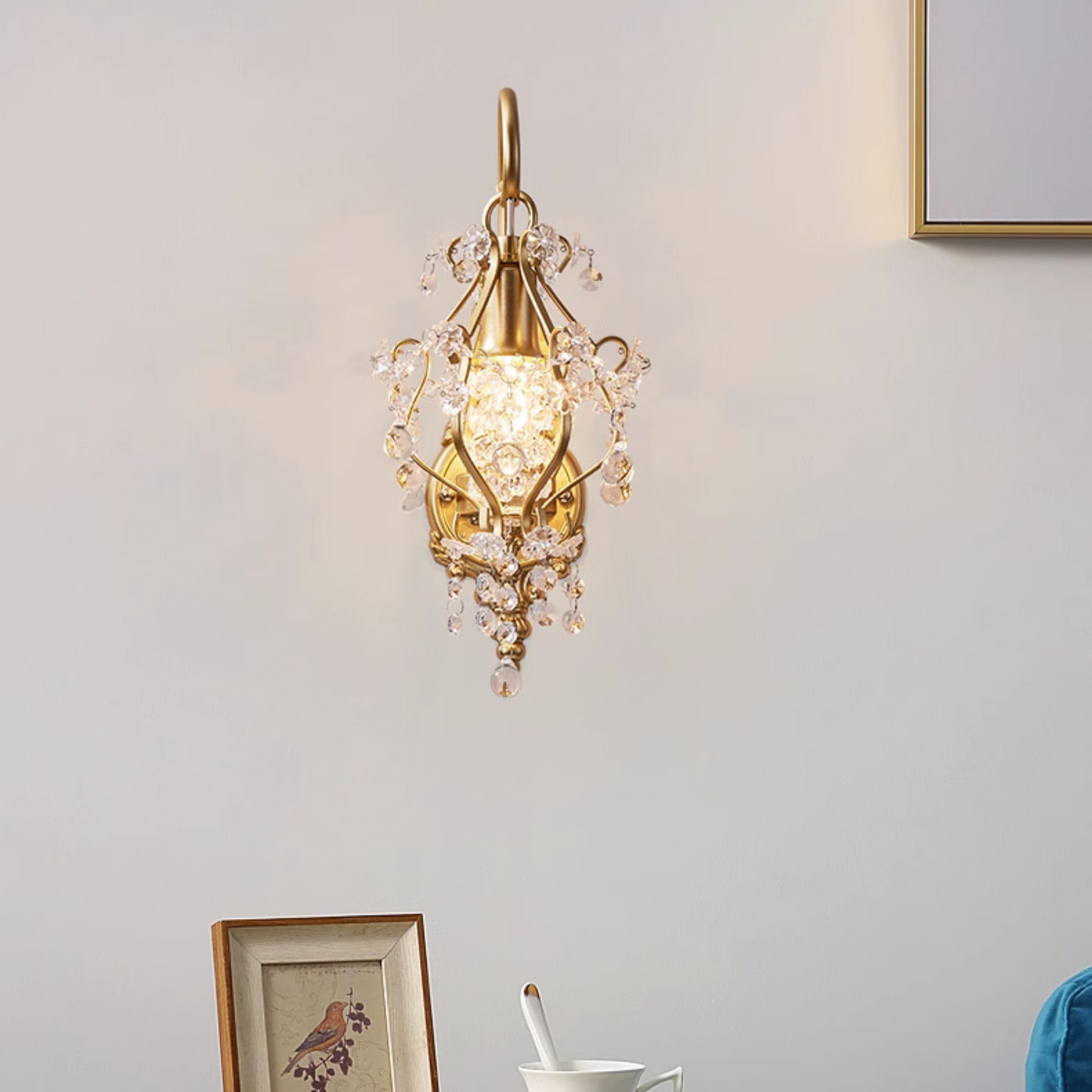 Crystal Iron Lampshade Living Wall Lamp