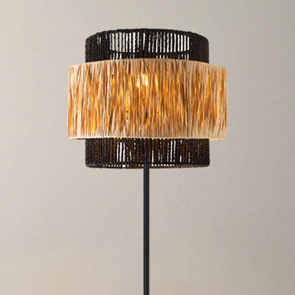 Cylinder Raffia Paper Lampshade Table Lamp