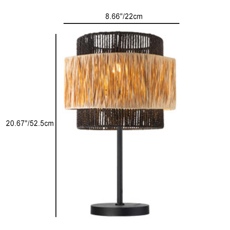 Cylinder Raffia Paper Lampshade Table Lamp