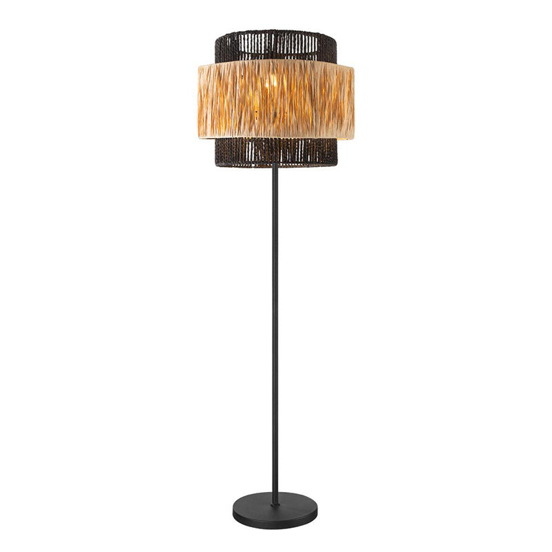 Cylinder Raffia Paper Lampshade Floor Lamp