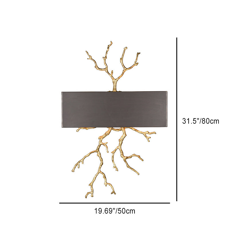 Rectangle Branches Full Copper 2-Light Wall Lamp