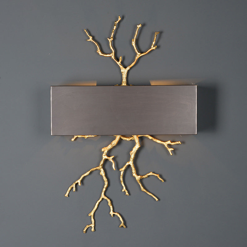 Rectangle Branches Full Copper 2-Light Wall Lamp