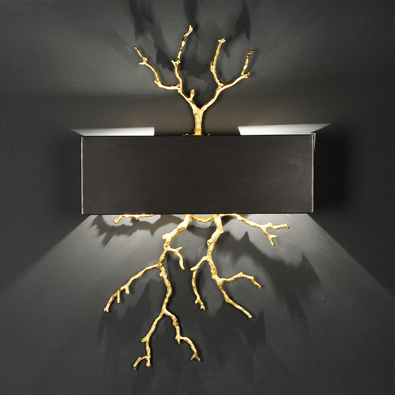 Rectangle Branches Full Copper 2-Light Wall Lamp
