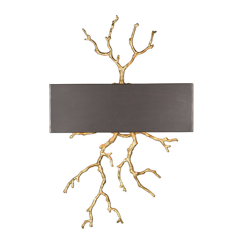 Rectangle Branches Full Copper 2-Light Wall Lamp