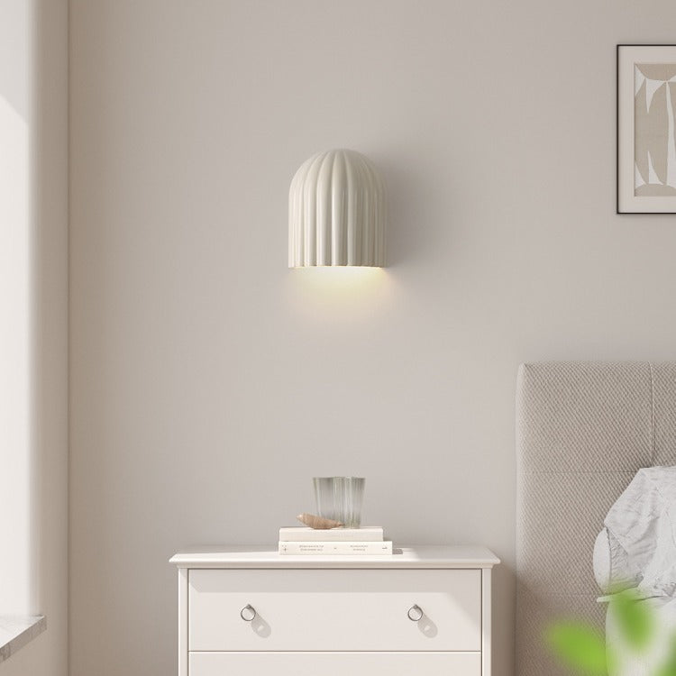 Cream Semicircular Vertical Stripes 2-Light Wall Lamp