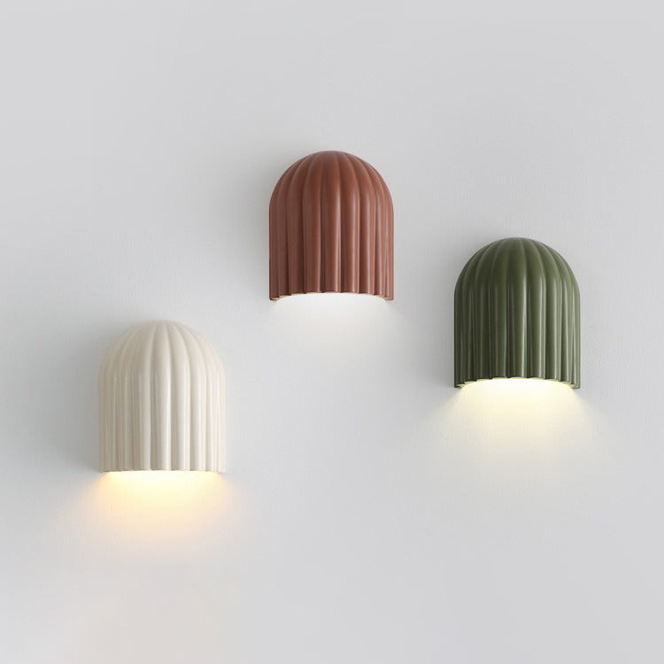 Cream Semicircular Vertical Stripes 2-Light Wall Lamp