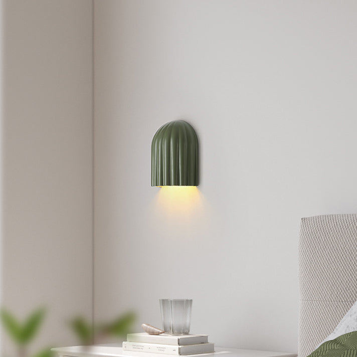Cream Semicircular Vertical Stripes 2-Light Wall Lamp