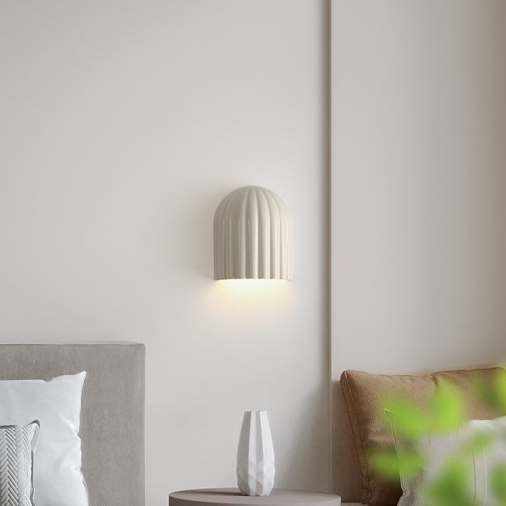 Cream Semicircular Vertical Stripes 2-Light Wall Lamp