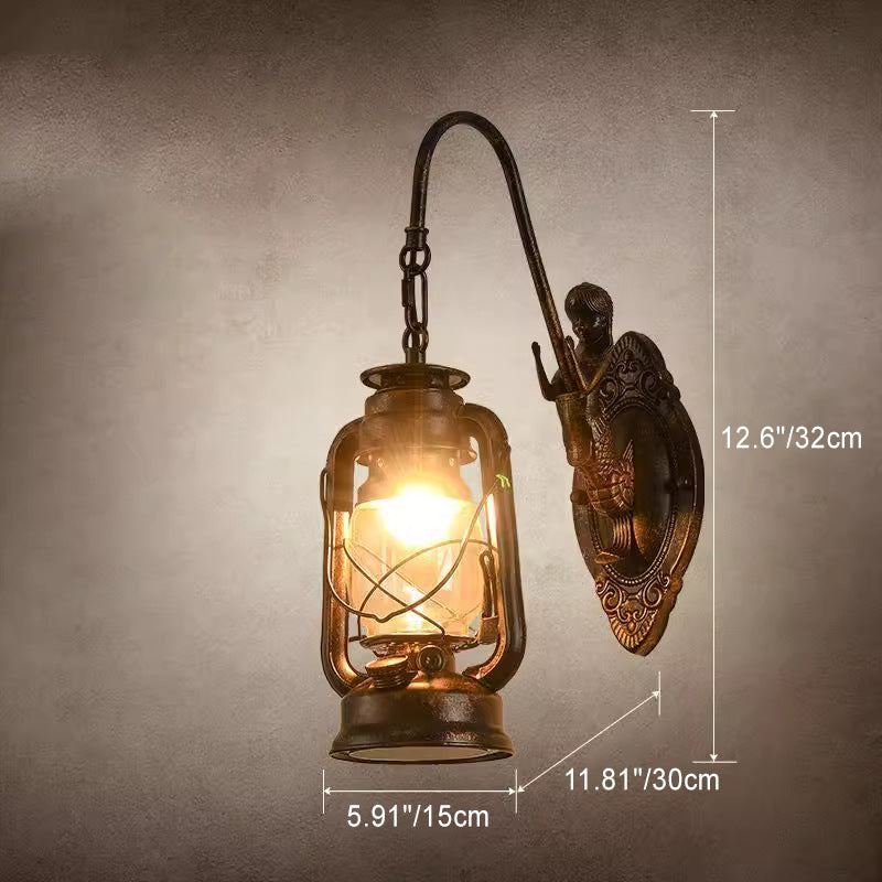 Glass Iron Lampshade 1/2 Wall Lamp