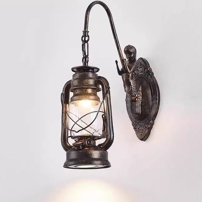 Glass Iron Lampshade 1/2 Wall Lamp