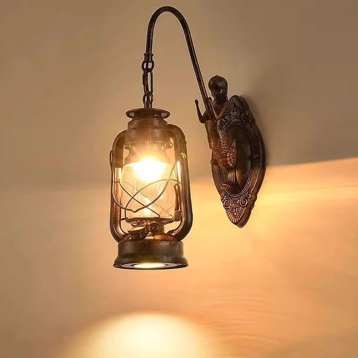 Glass Iron Lampshade 1/2 Wall Lamp