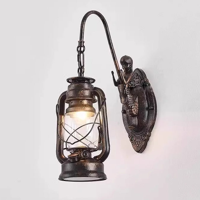Glass Iron Lampshade 1/2 Wall Lamp